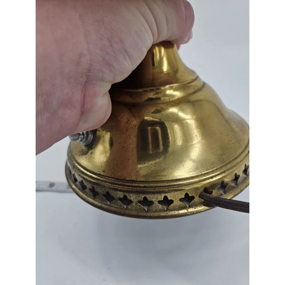 Vintage Brass Converted Electric Oil Lamp Clear Chimney